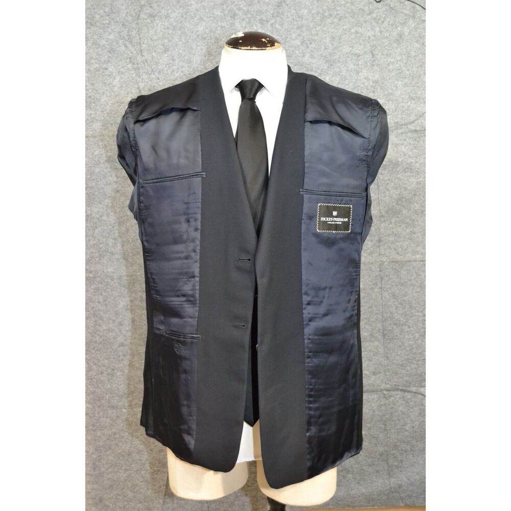 Hickey Freeman Boardroom Suit Jacket 42R Navy Blue Wool Blazer Union Made in USA - Picture 9 of 15